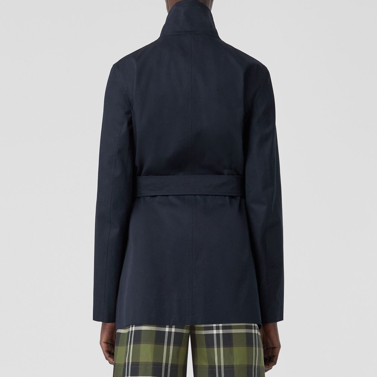 Funnel Neck Cotton Gabardine Trench Coat - 4