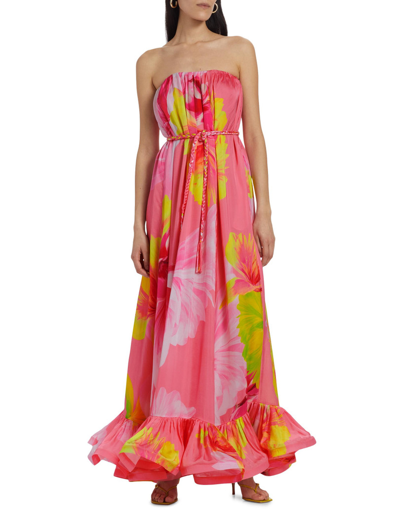 Women's Strapless Floral Maxi Dress - Pink Floral 3