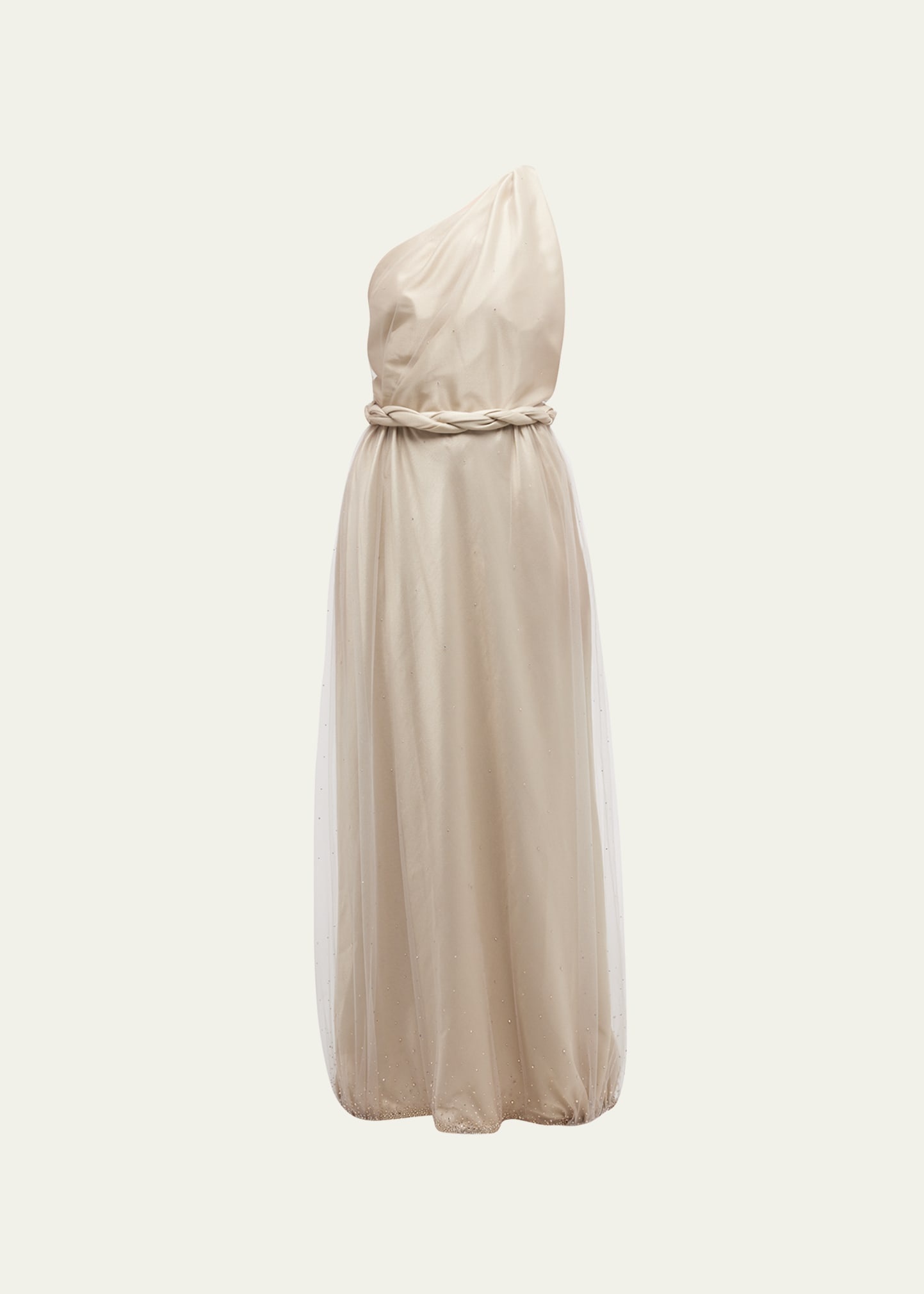 One-Shoulder Gown with Braided Detail - 1