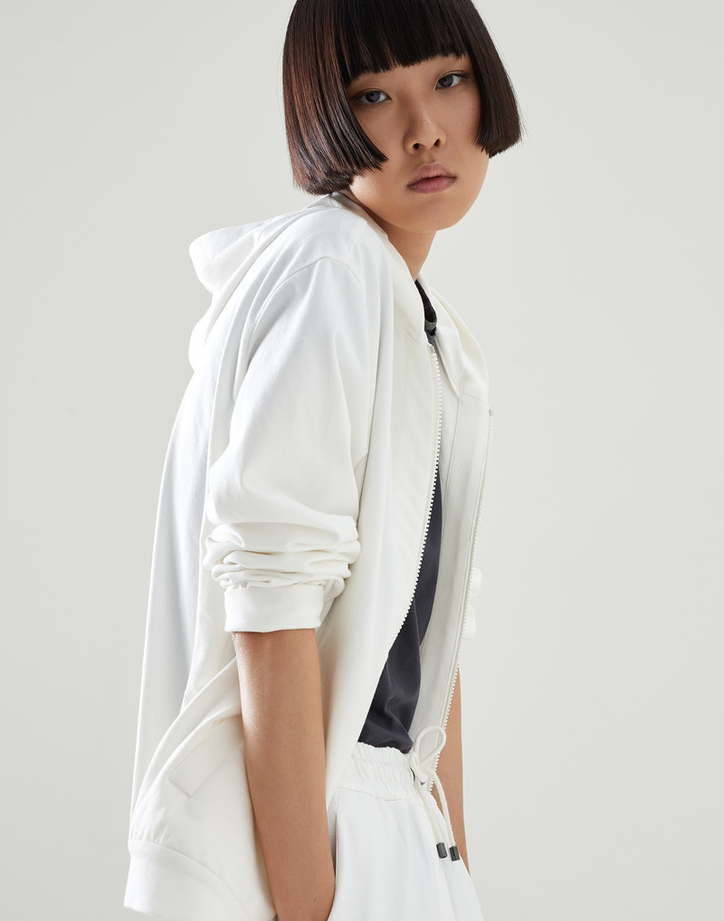 Lightweight stretch cotton sweatshirt with precious detail 4