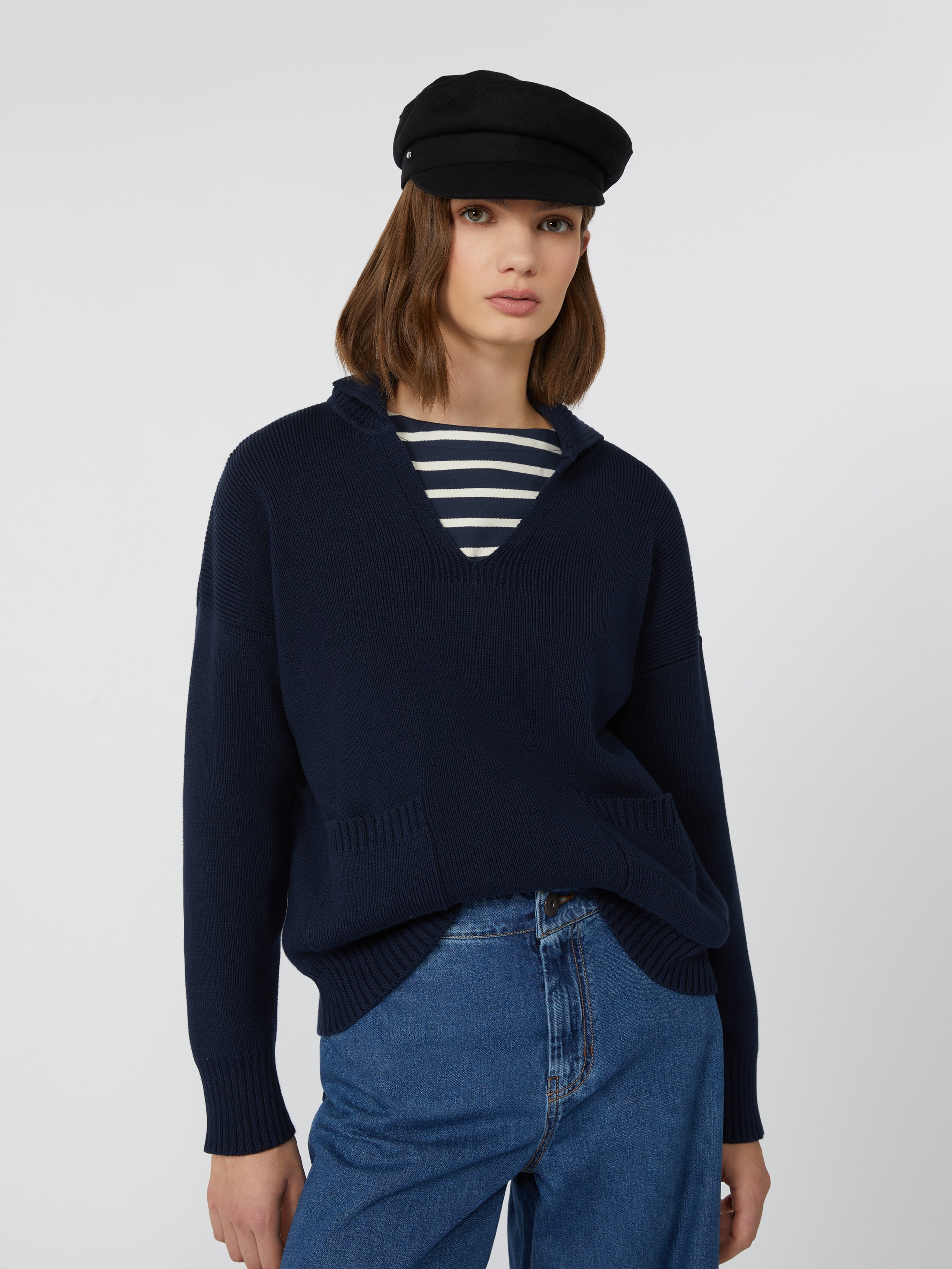 SALOON Cotton yarn polo sweater - 5
