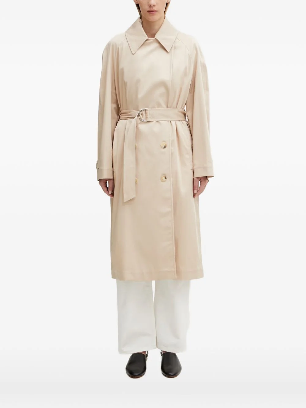 double-breasted belted trench coat - 1