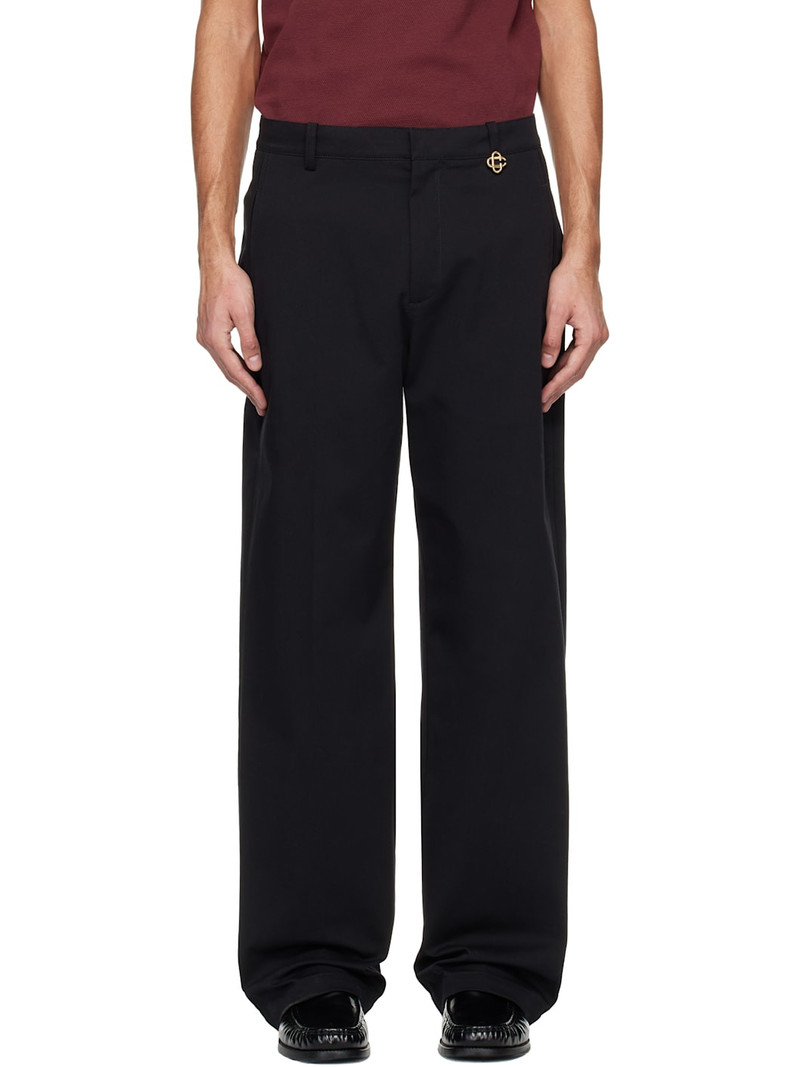 Black Cotton Chino Trousers 1