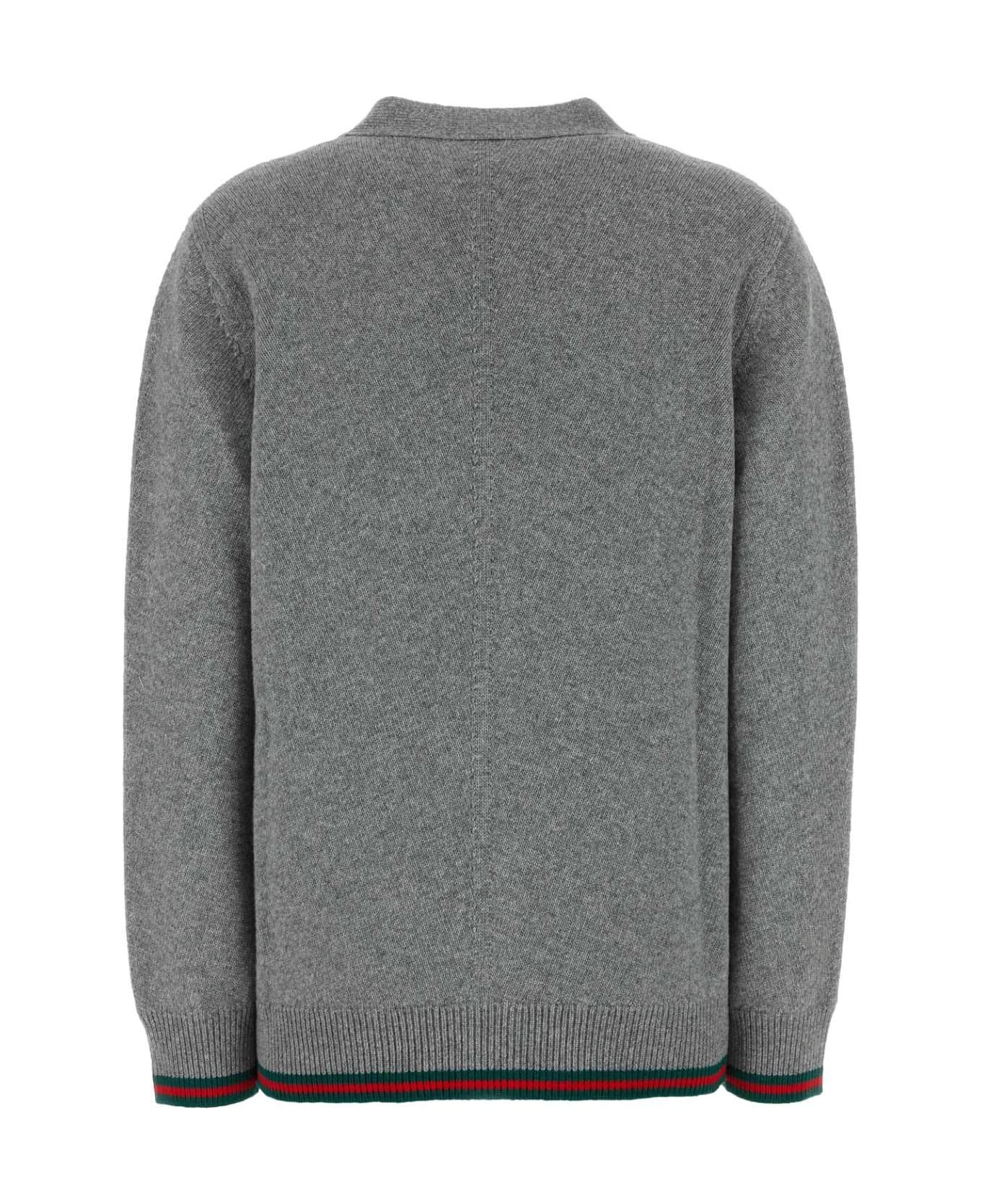 Grey Wool Blend Cardigan - 2