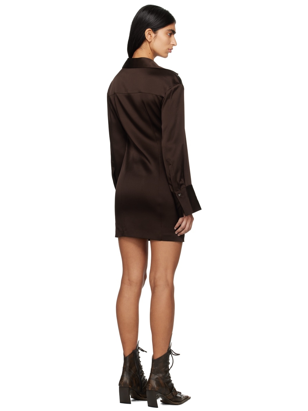 Brown Cowl Neck Minidress - 3