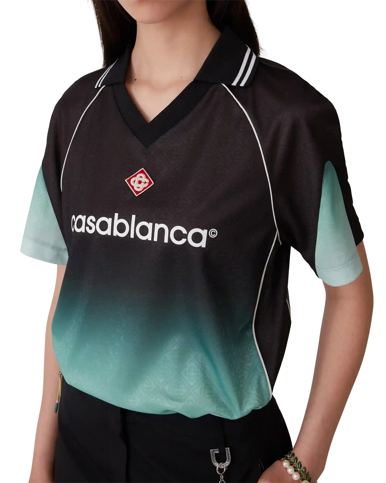 Tシャツ・カットソー CASABLANCA JACQUARD MONOGRAM FOOTBALL T-SHIRT Jacquard Monogram Football Shirt | Casablanca Paris