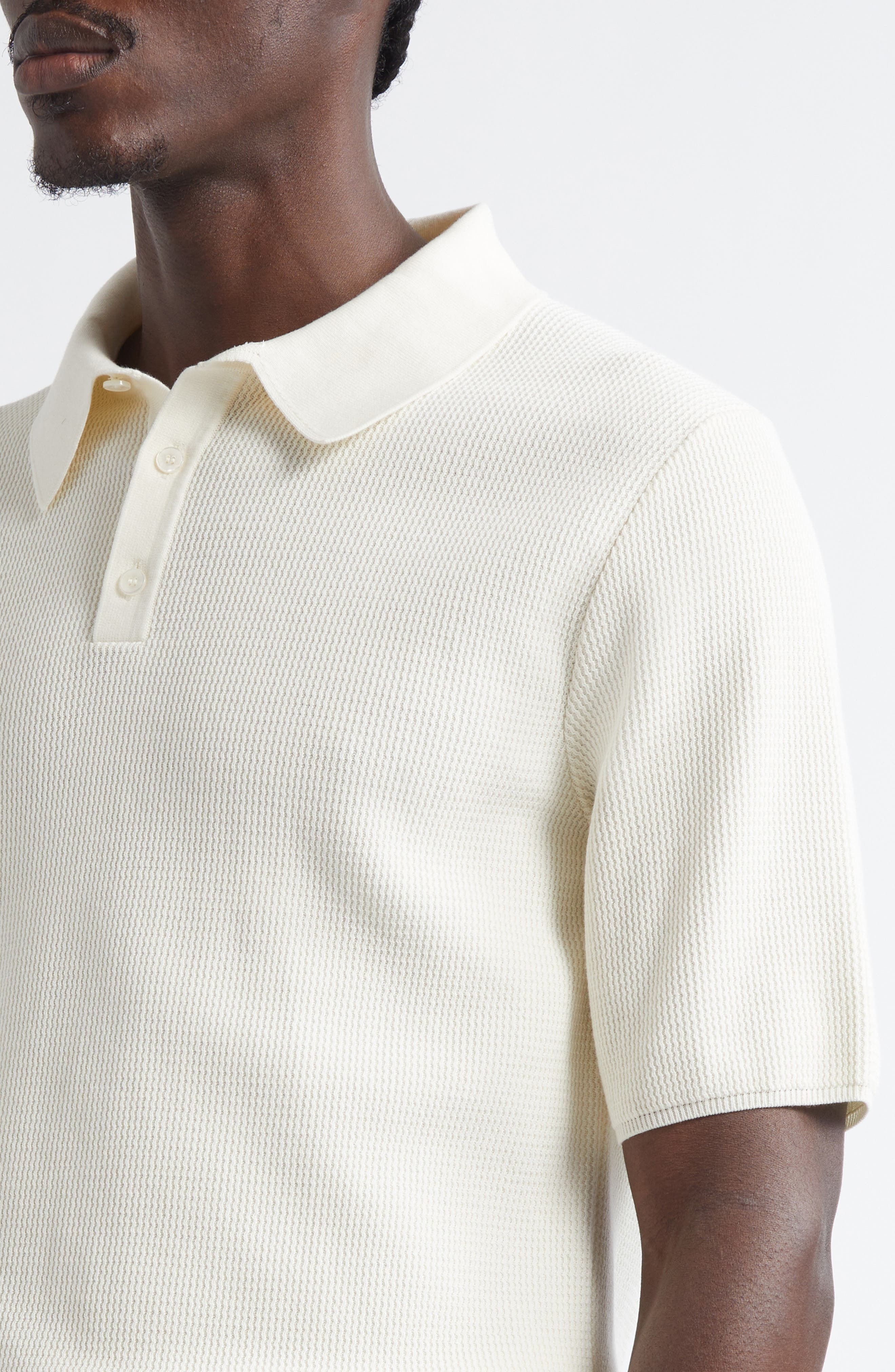 Dolce&Gabbana Cotton Knit Polo in W0001 Natural White at Nordstrom - 4