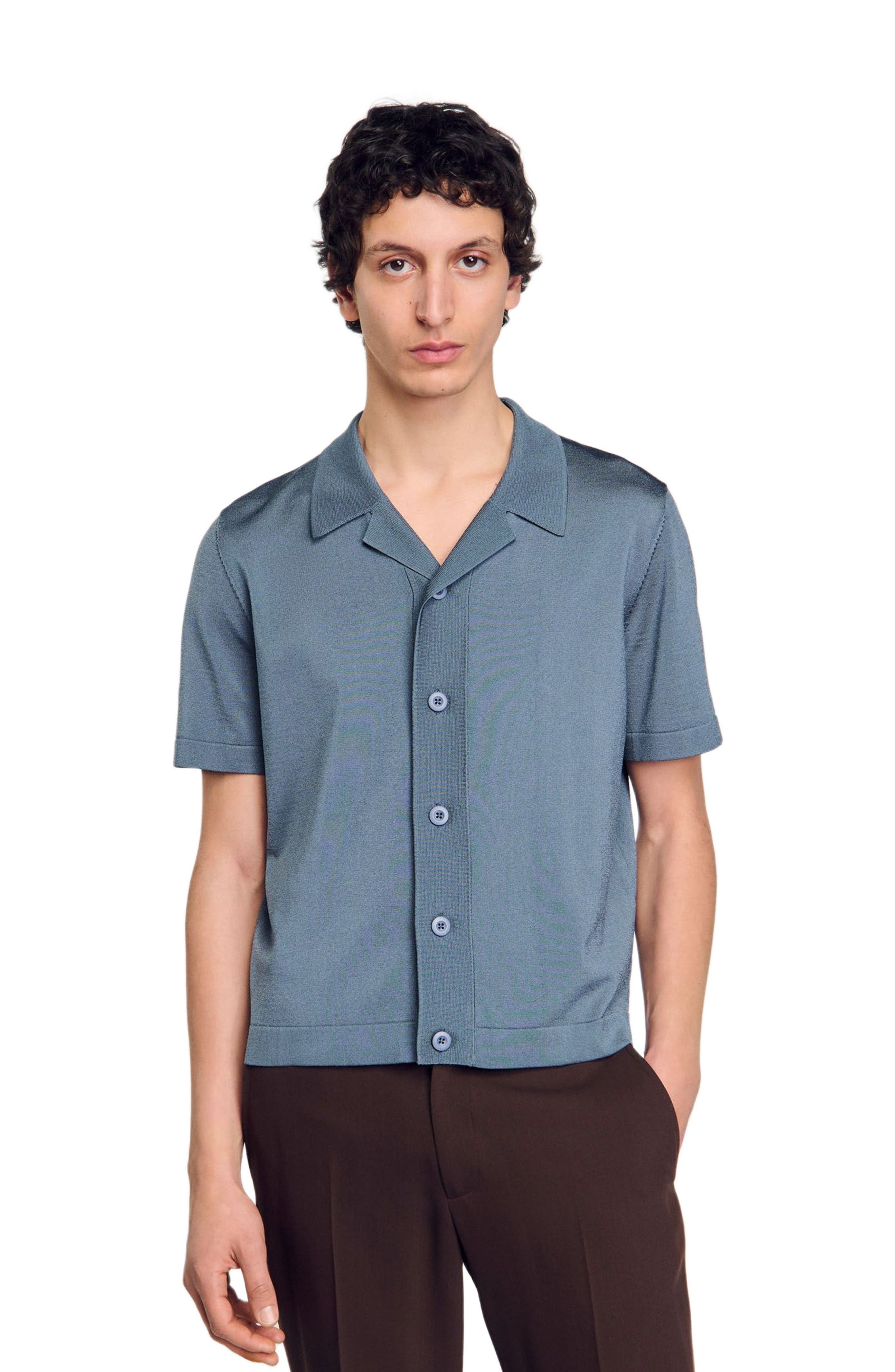 SANDRO Short-sleeved shirt in Dark Chambray at Nordstrom - 4