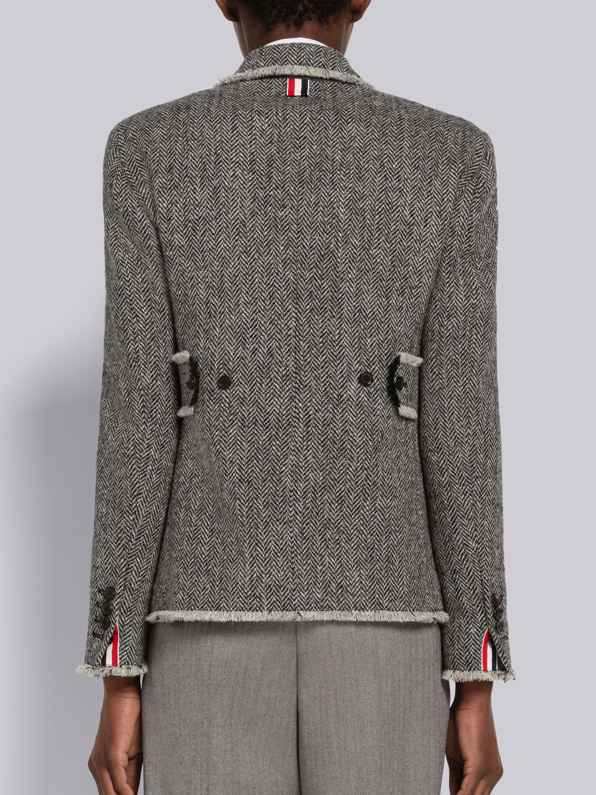 Herringbone Harris Tweed Frayed Back Tab Sport Coat - 3