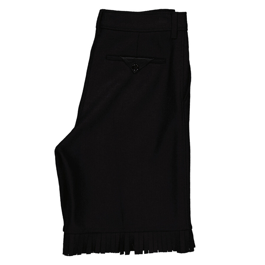 Burberry Ladies Black Fringed Hem Wool Shorts - 7