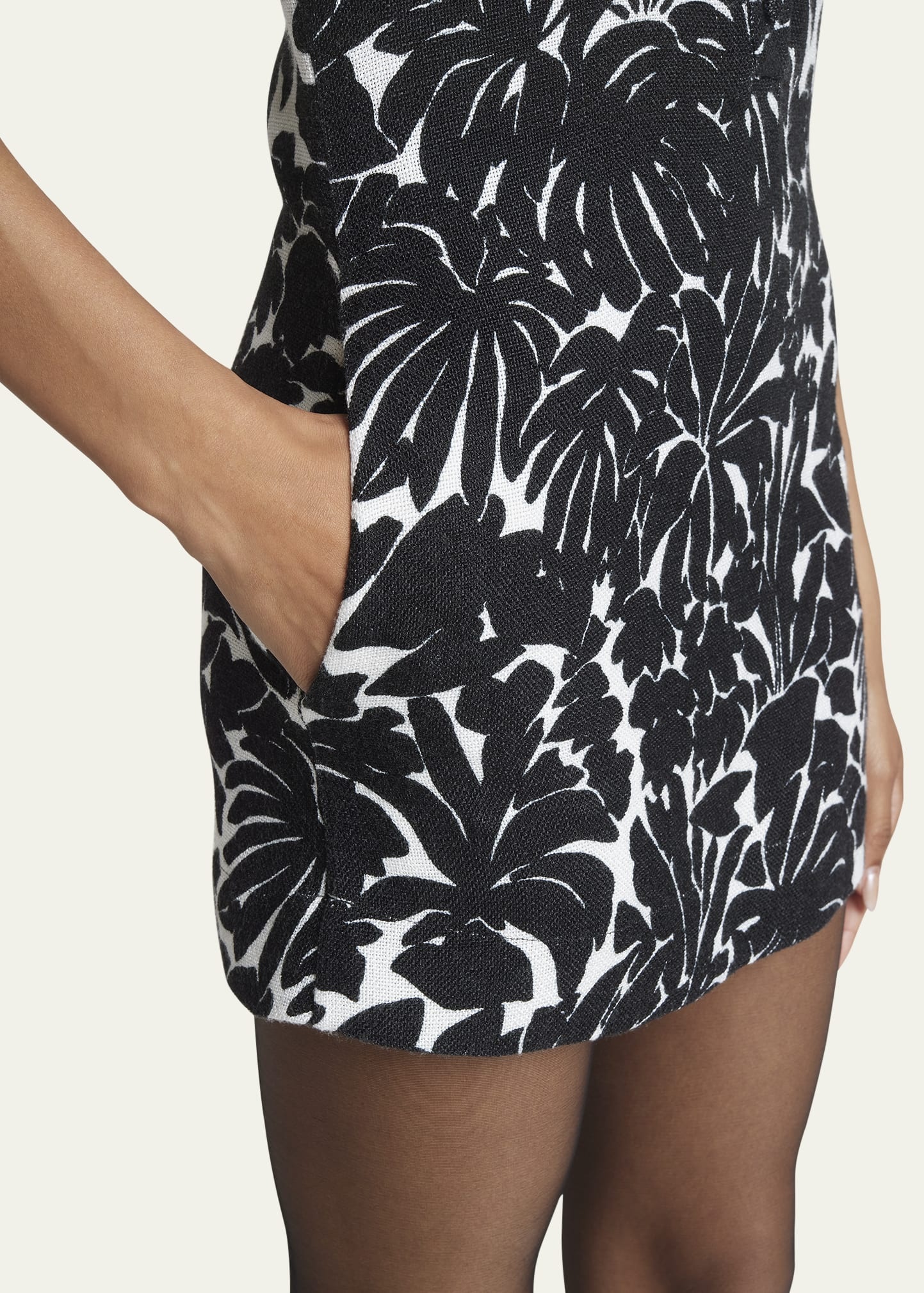 Palm Print Collared Mini Dress - 5