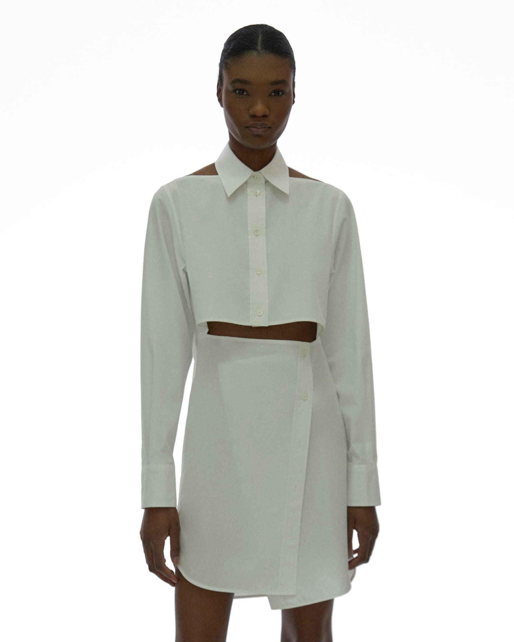 CUT-OUT POPLIN SHIRT DRESS - 3