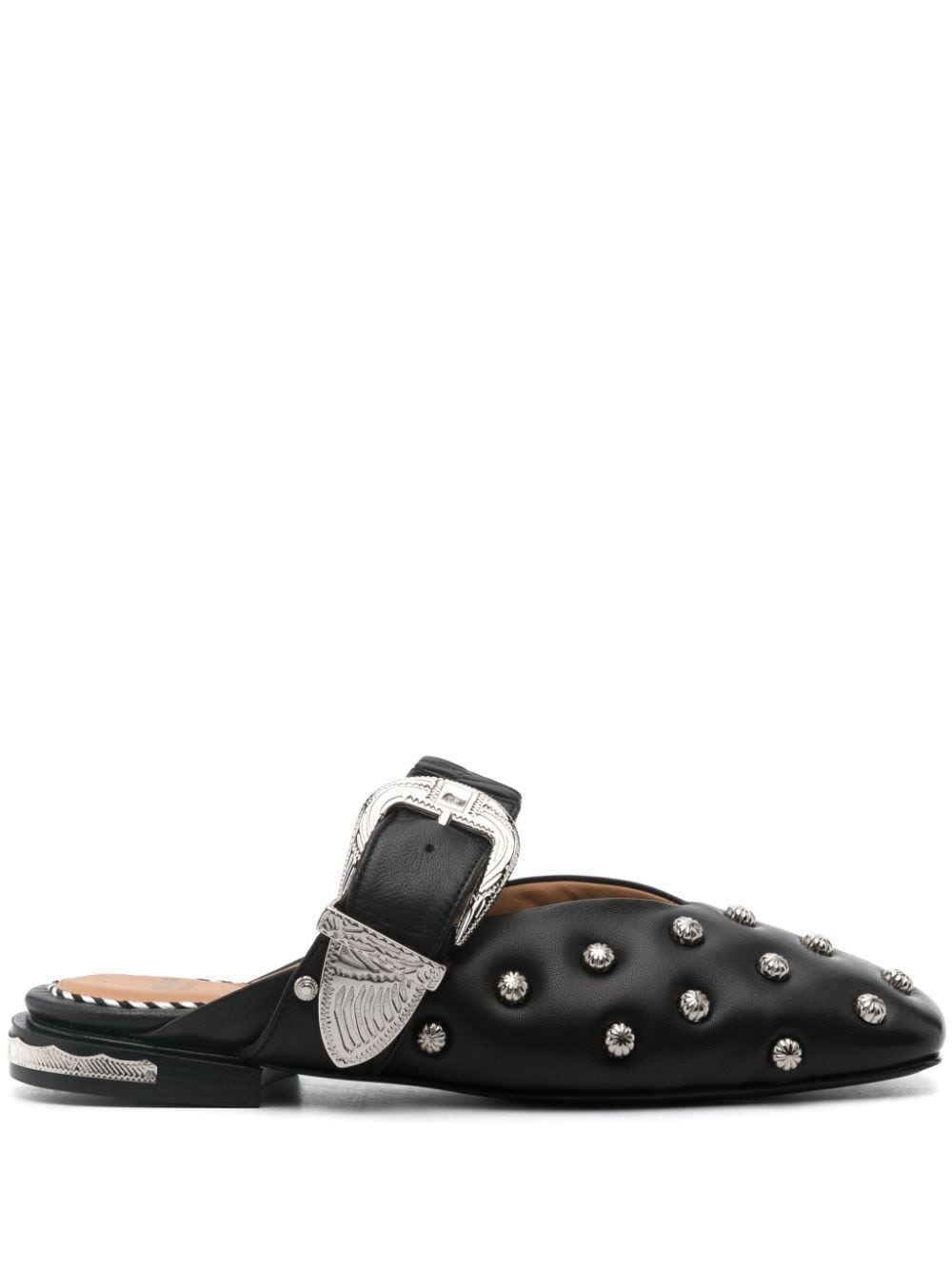 stud-embellished leather mules - 1
