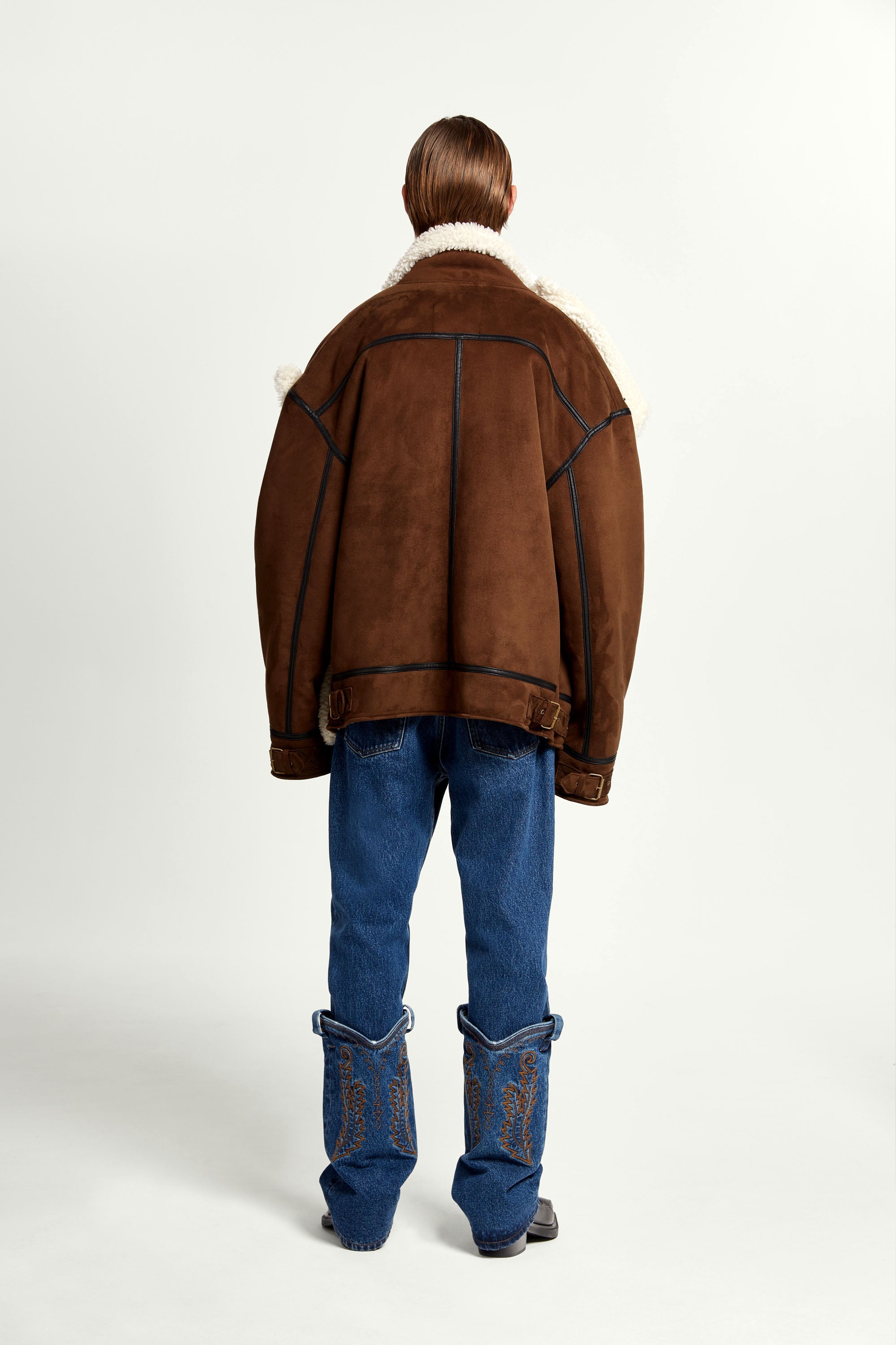 Snap Panel Shearling Jacket - 6