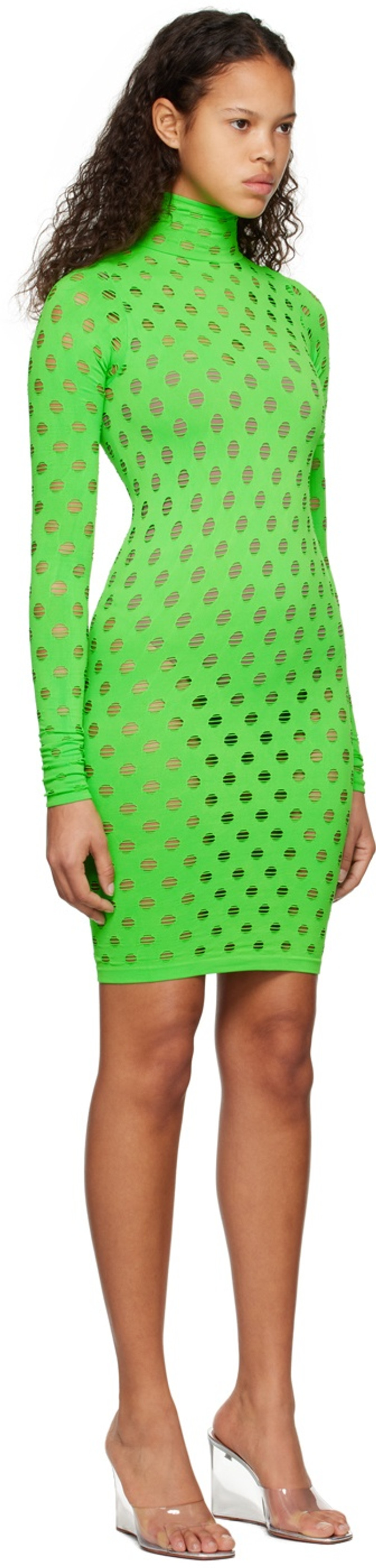 MAISIE WILEN Green Perforated Minidress outlook