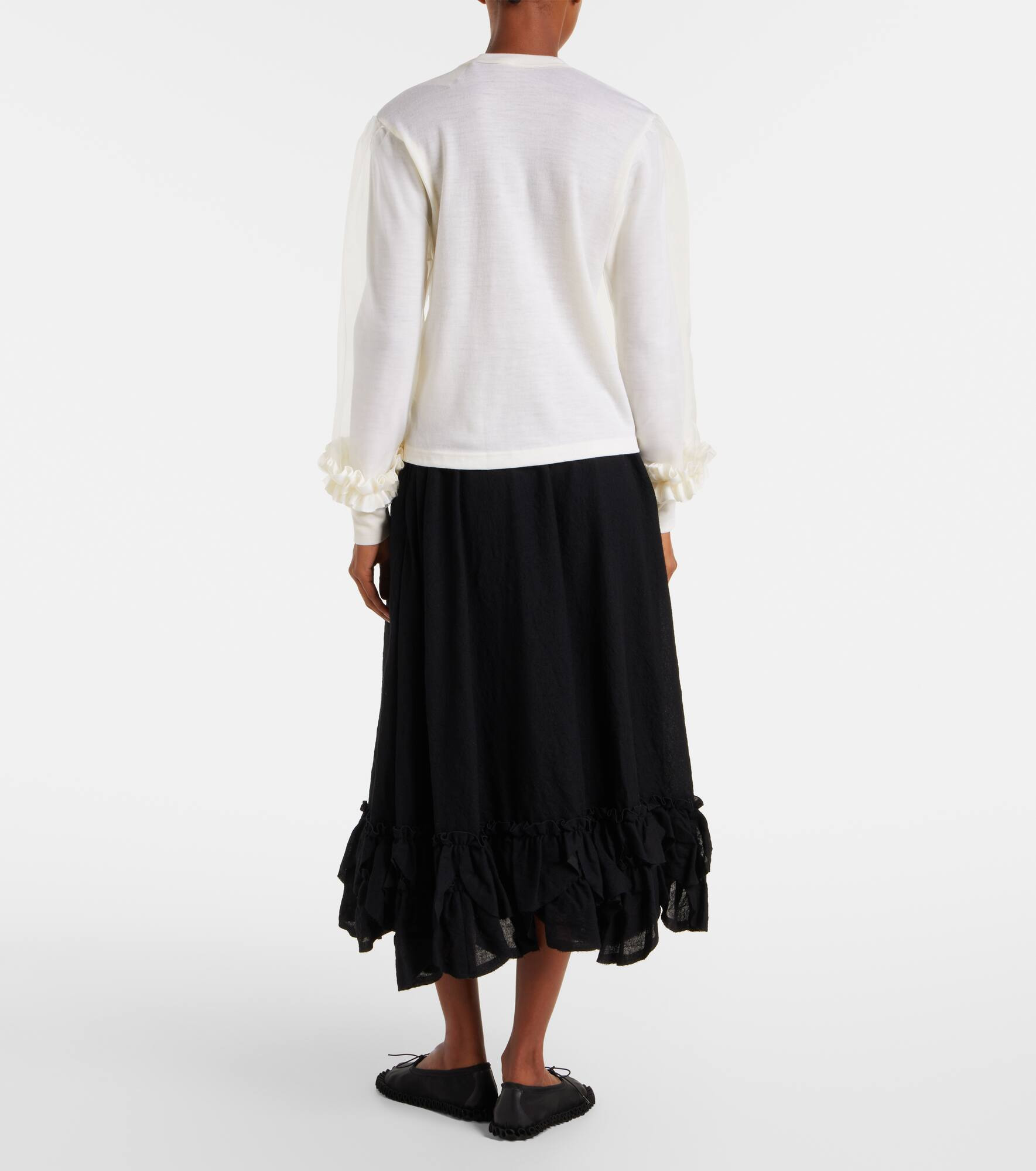 Tulle-trimmed wool sweater - 3