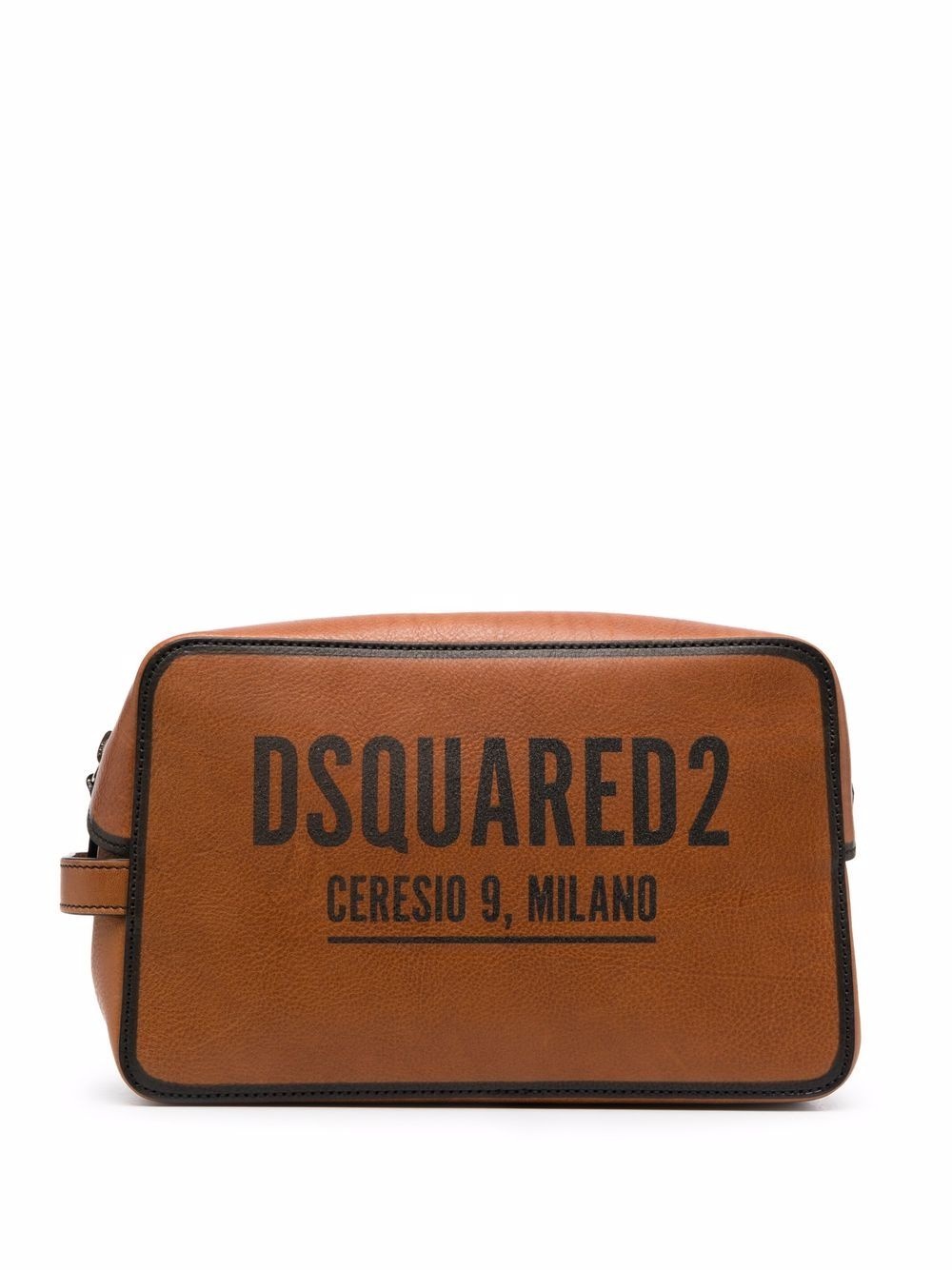 logo-print leather wash bag - 1