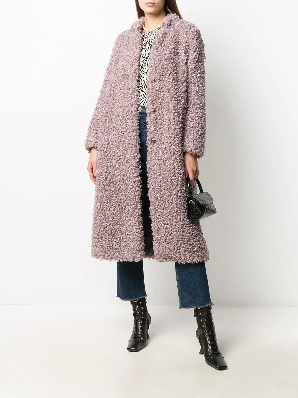 oversized shearling coat - 2