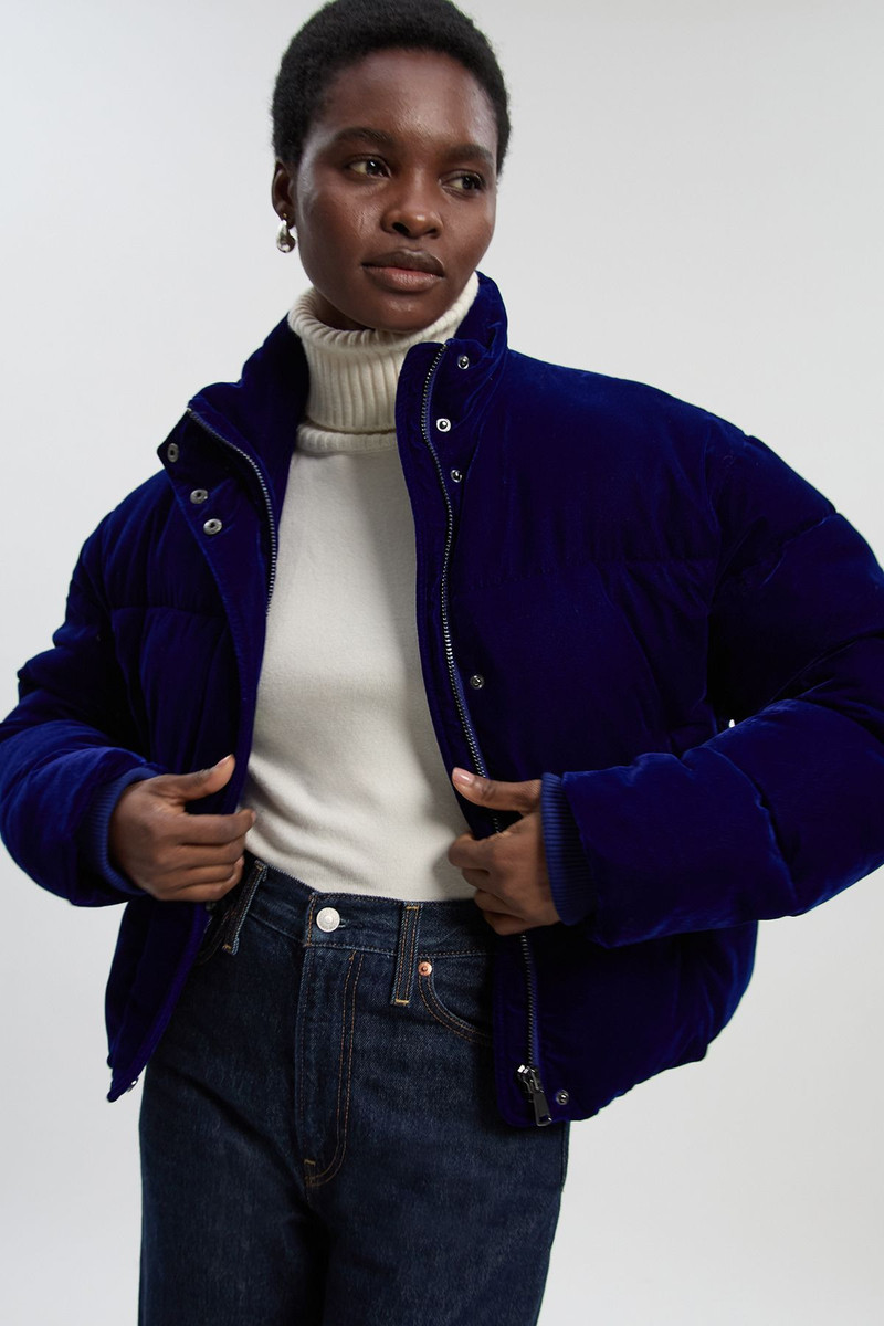 KAREN MILLEN Padded Velvet Short Coat outlook