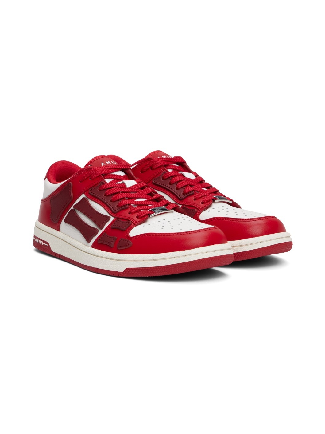 Red & White Skel Top Low Sneakers - 4