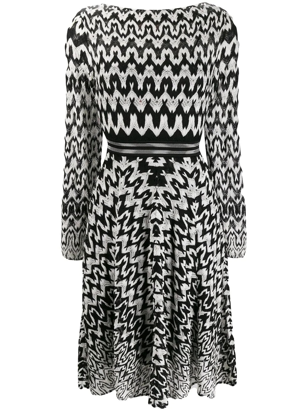 geometric-print flared dress - 1