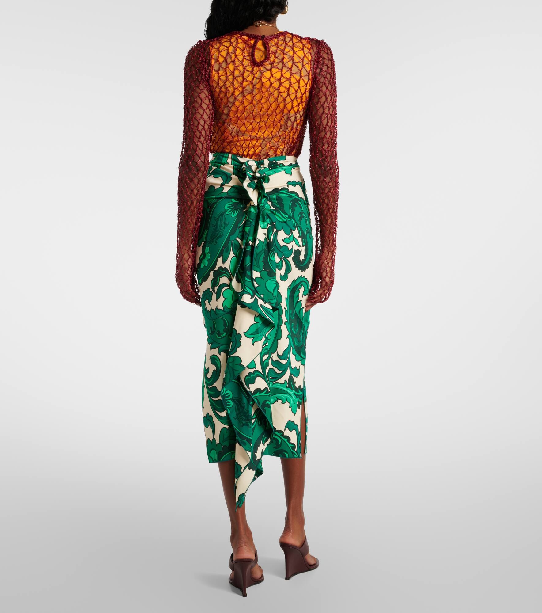 Paisley ruffled midi skirt - 3