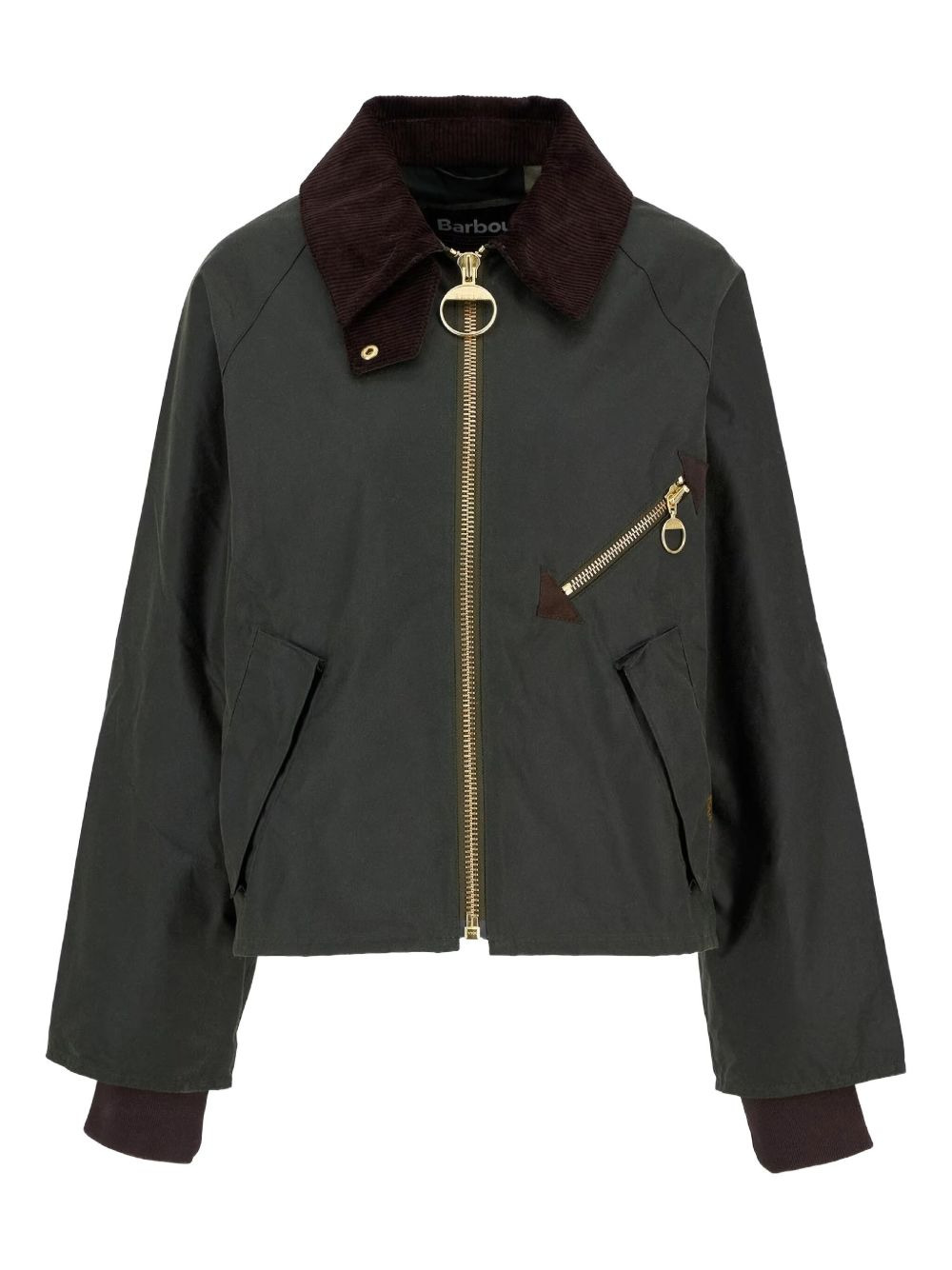 corduroy-collar zip-front jacket - 1