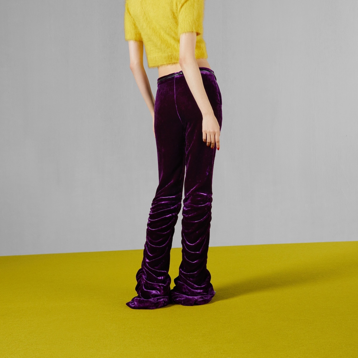 Velvet pant with Horsebit belt - 8