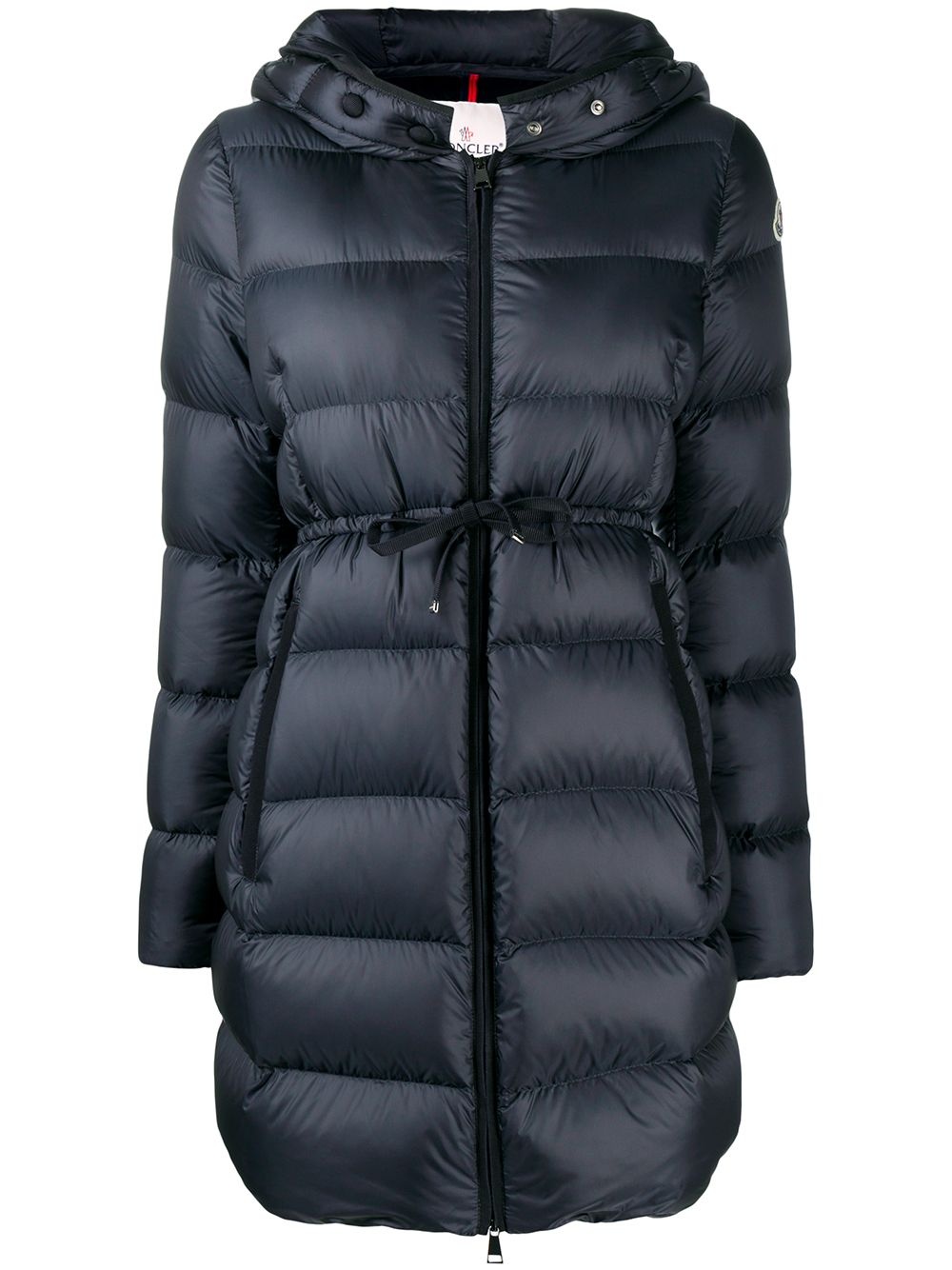 tie waist padded coat - 1