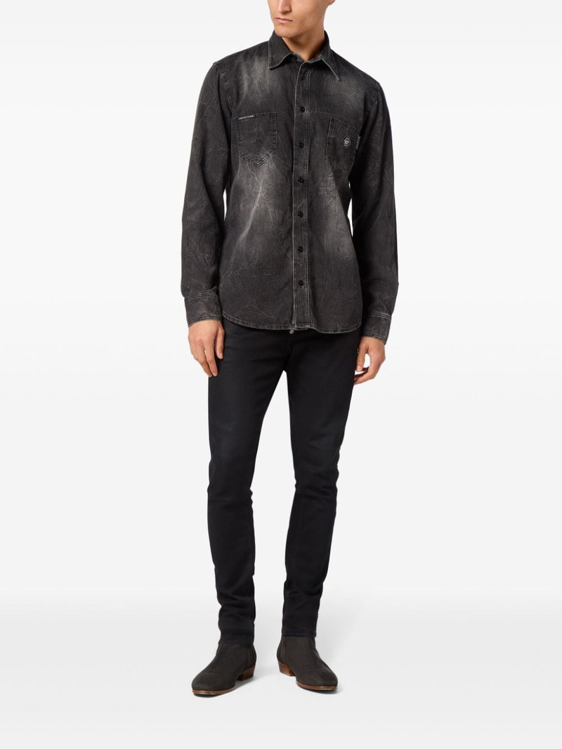 PHILIPP PLEIN Skull & Bones denim shirt outlook