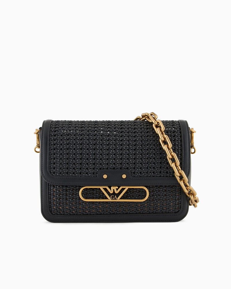 INTERWOVEN SHOULDER BAG WITH METAL EAGLE LOGO 1