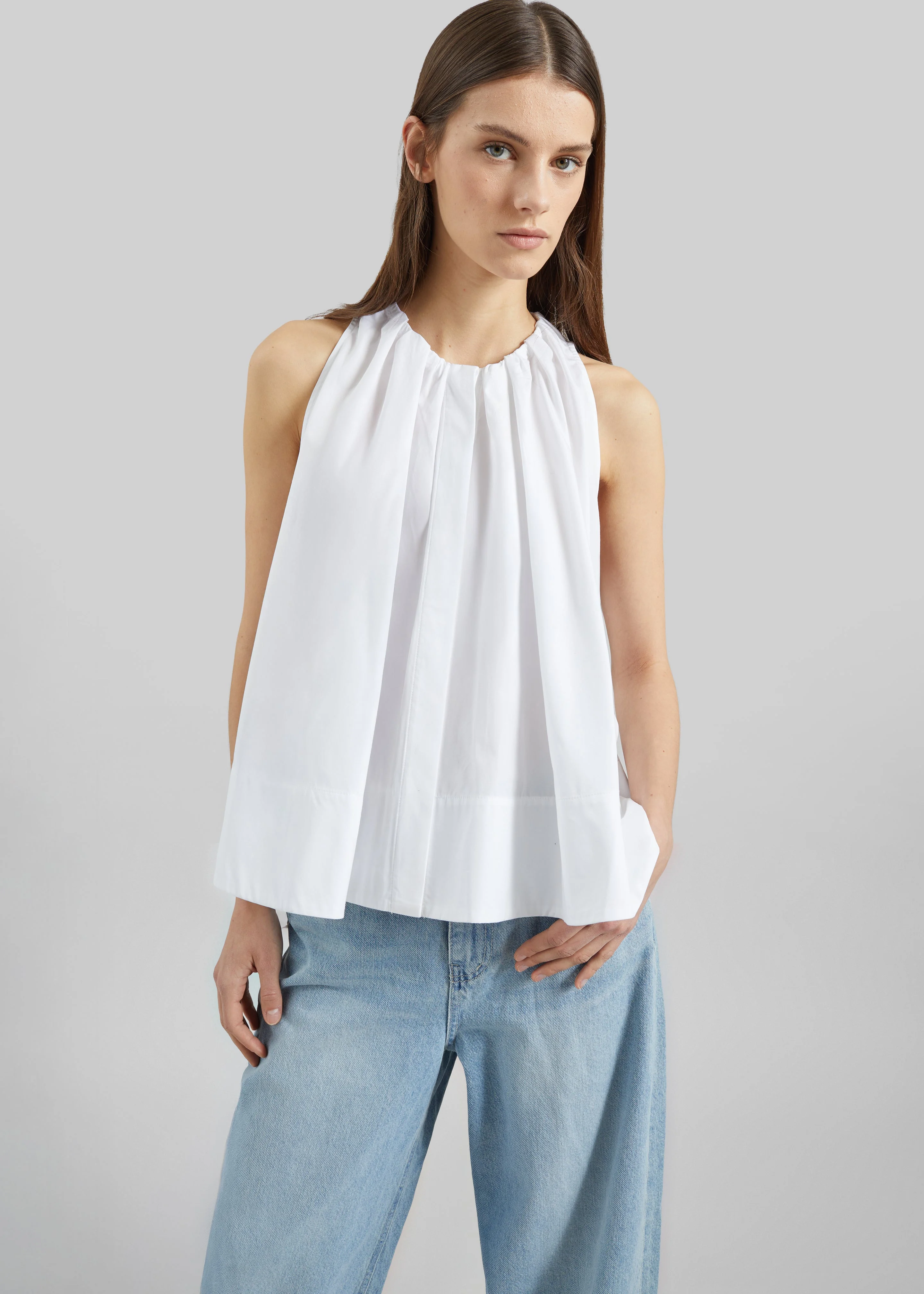 CO Gathered Tunic Shirt - White - 1