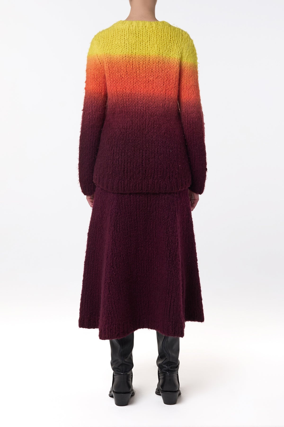 Peres Knit Midi Skirt in Dip Dye Sunrise Welfat Cashmere - 4