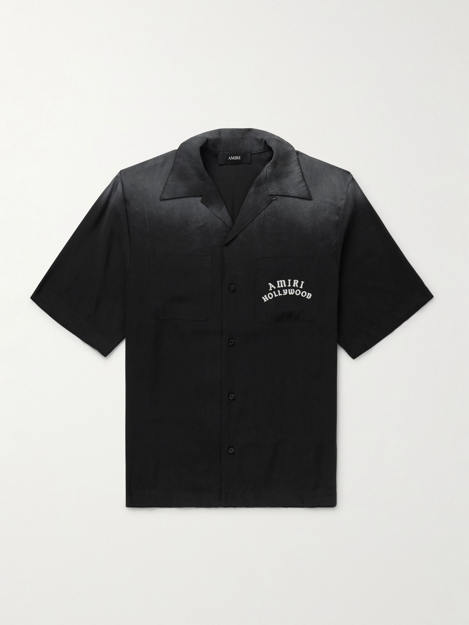 Convertible-Collar Logo-Flocked Modal-Blend Shirt Black - 1