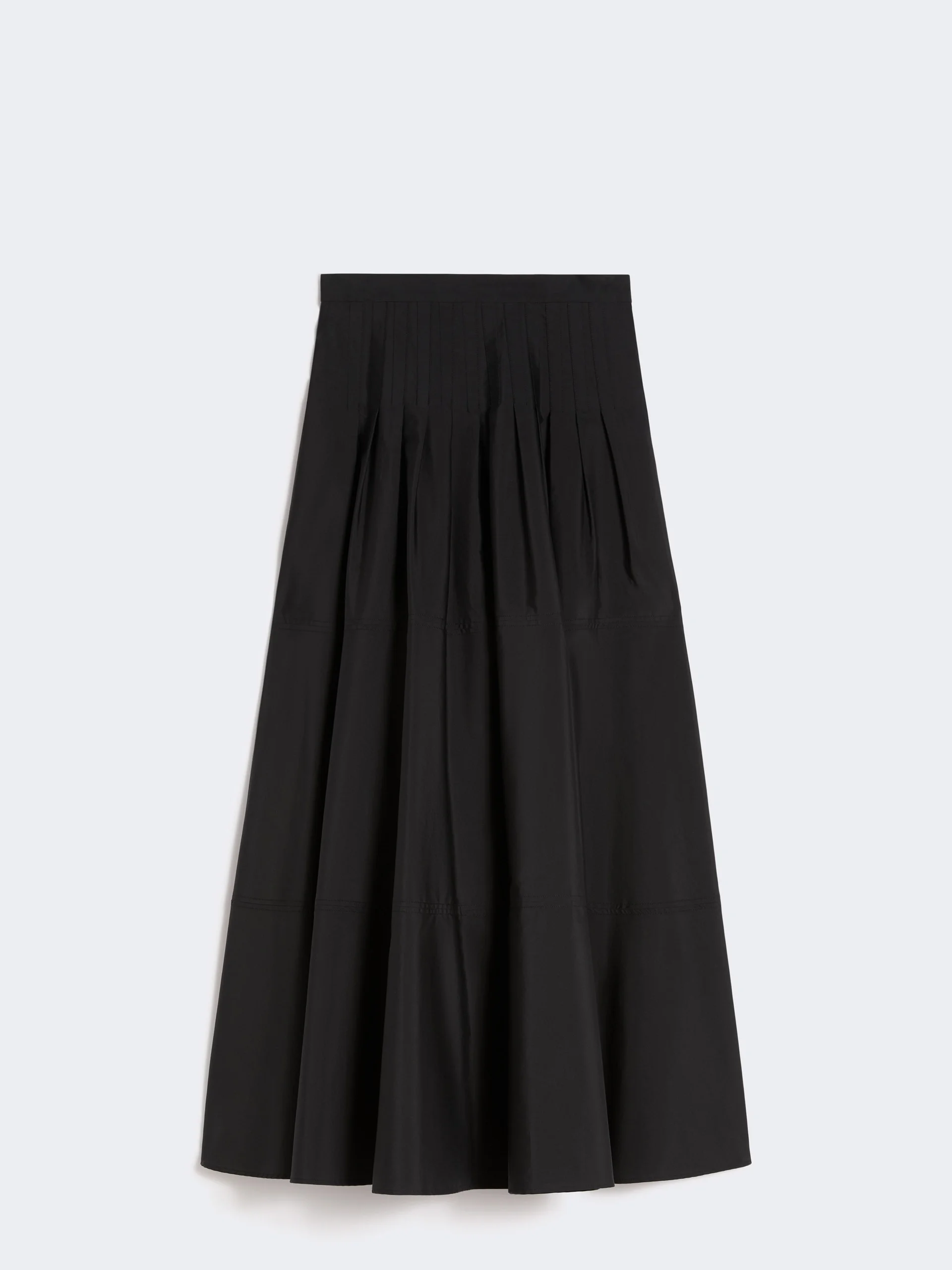 Long cotton poplin skirt - BLACK - 1