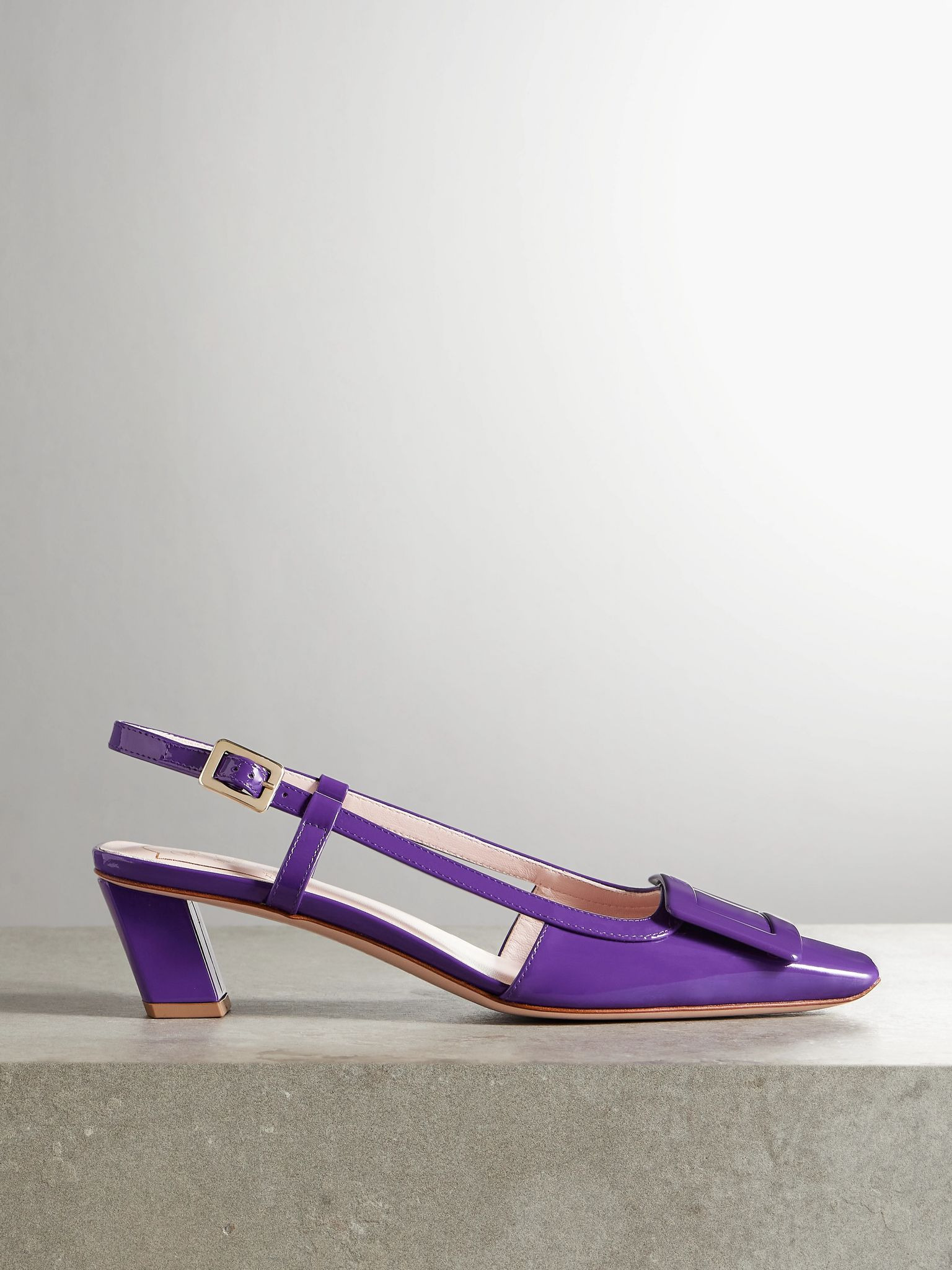 Belle Vivier 45 patent-leather slingback pumps Purple - 1