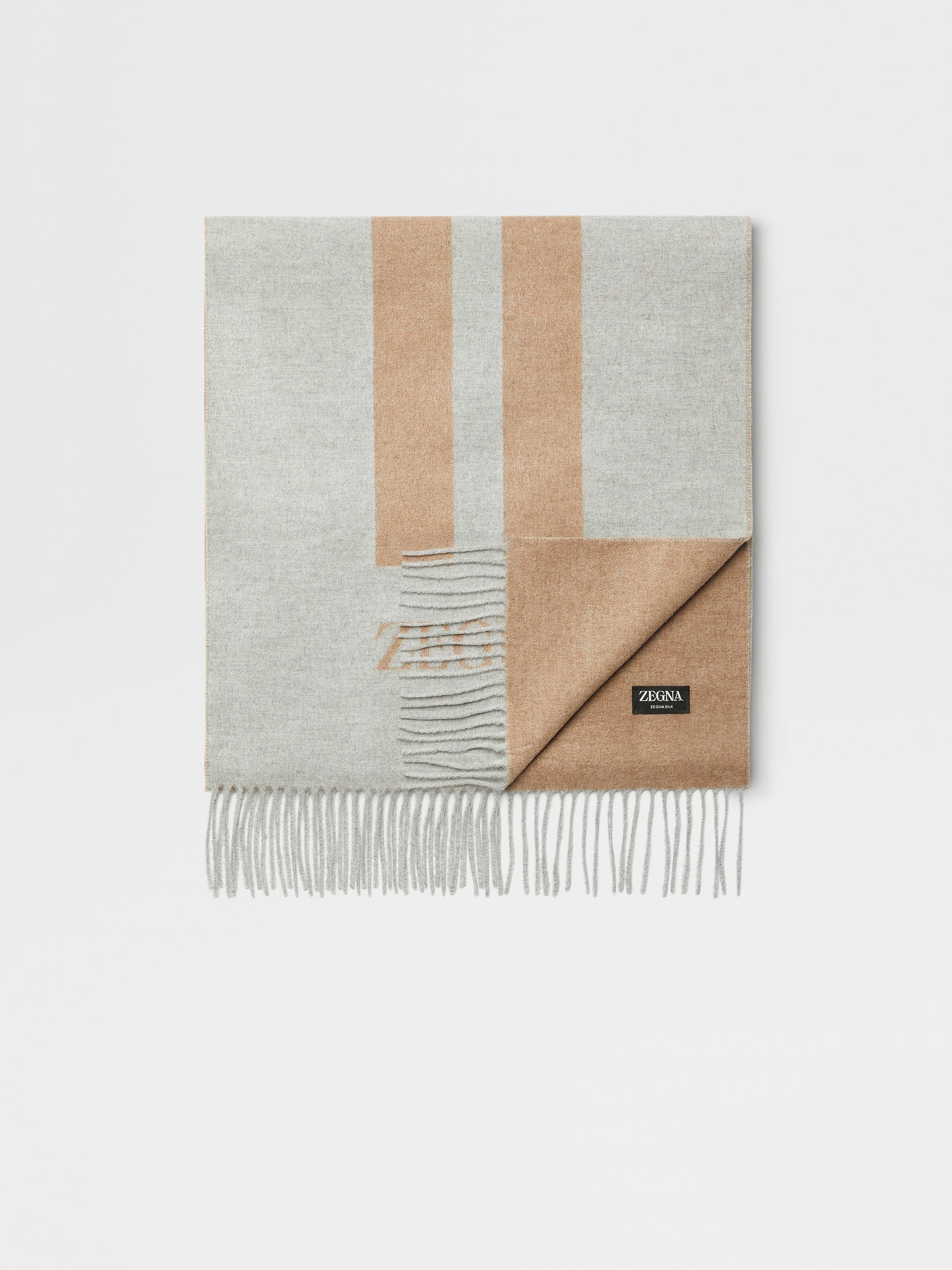 GREY AND LIGHT GREY ZEGNA SILK SCARF - 1