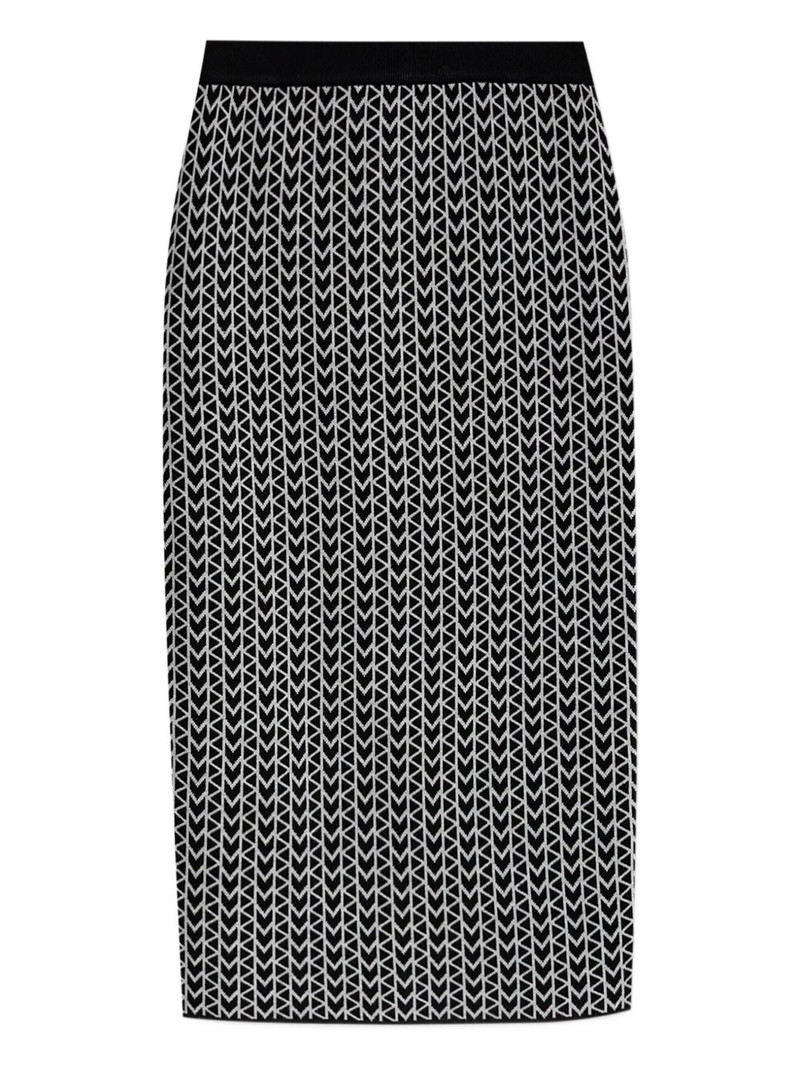 monogram-pattern zip-back skirt 1