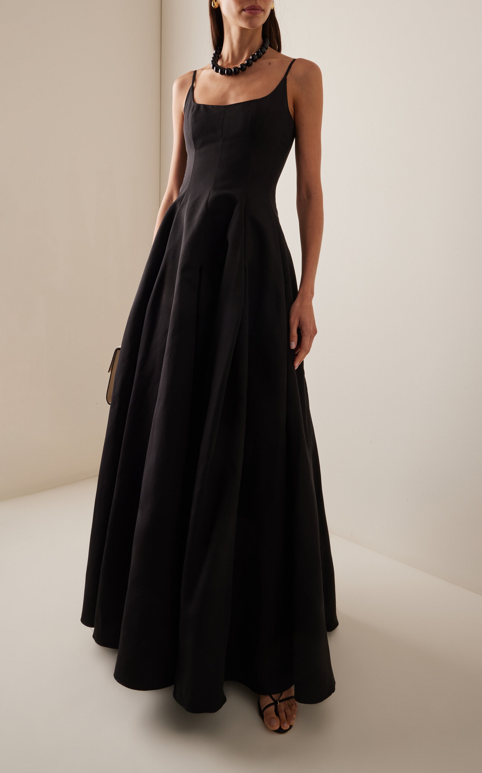 【MONOHA】Cotton Blended Dress Ivory Black Cotton blended dress (black / ivory) : MONOHA