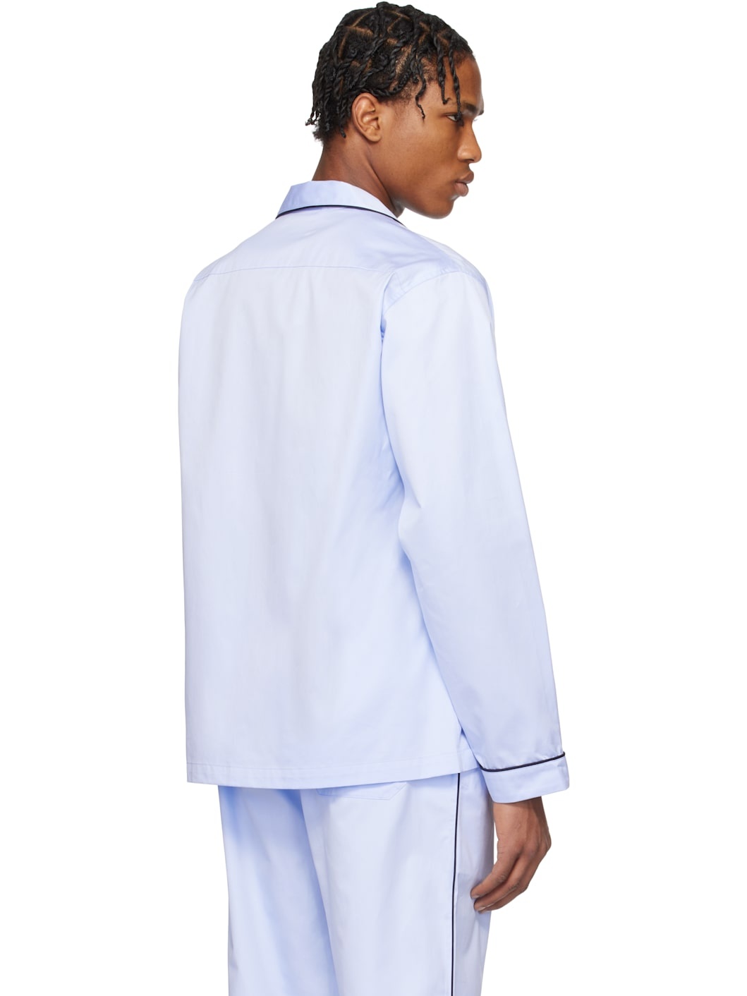 Blue Sateen Long-Sleeved Pyjama Shirt - 3