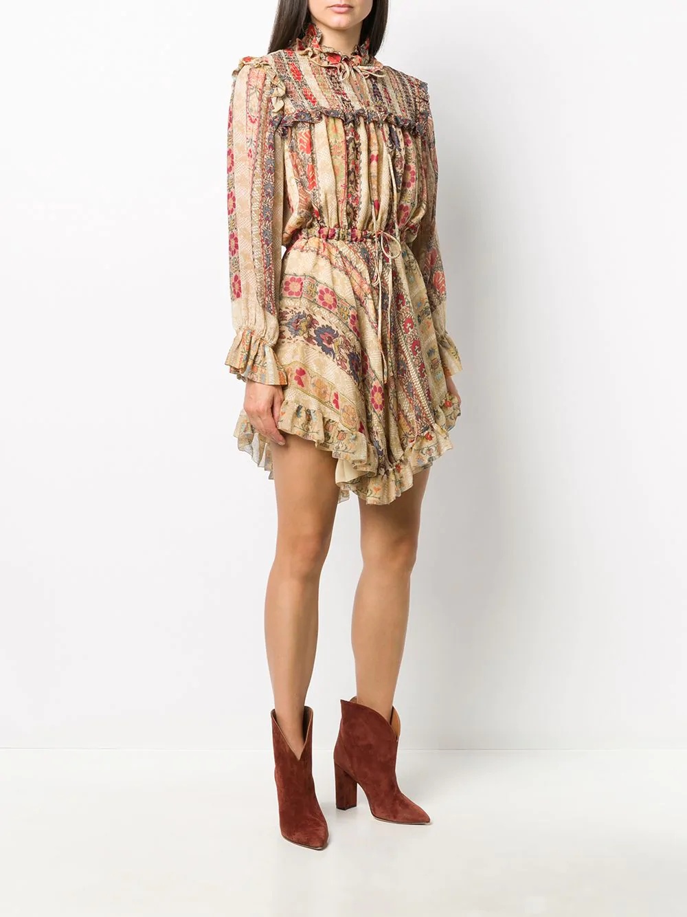 ruffle-trimmed floral dress - 3