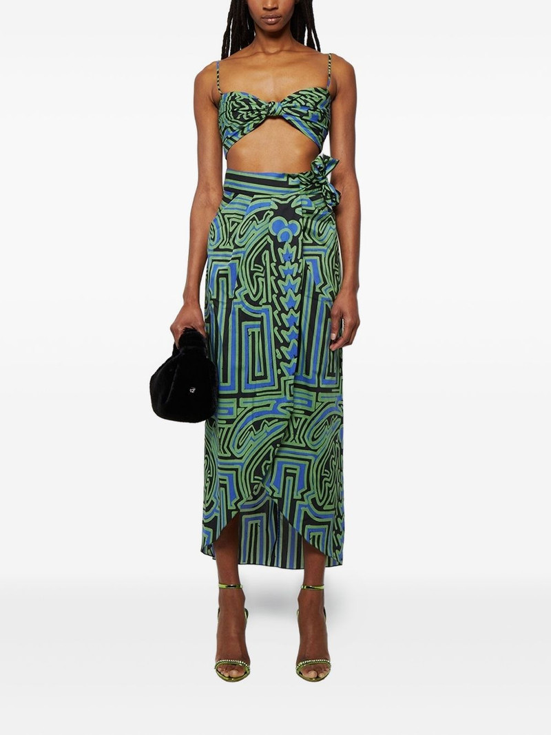 Johanna Ortiz abstract-print wrap midi skirt outlook