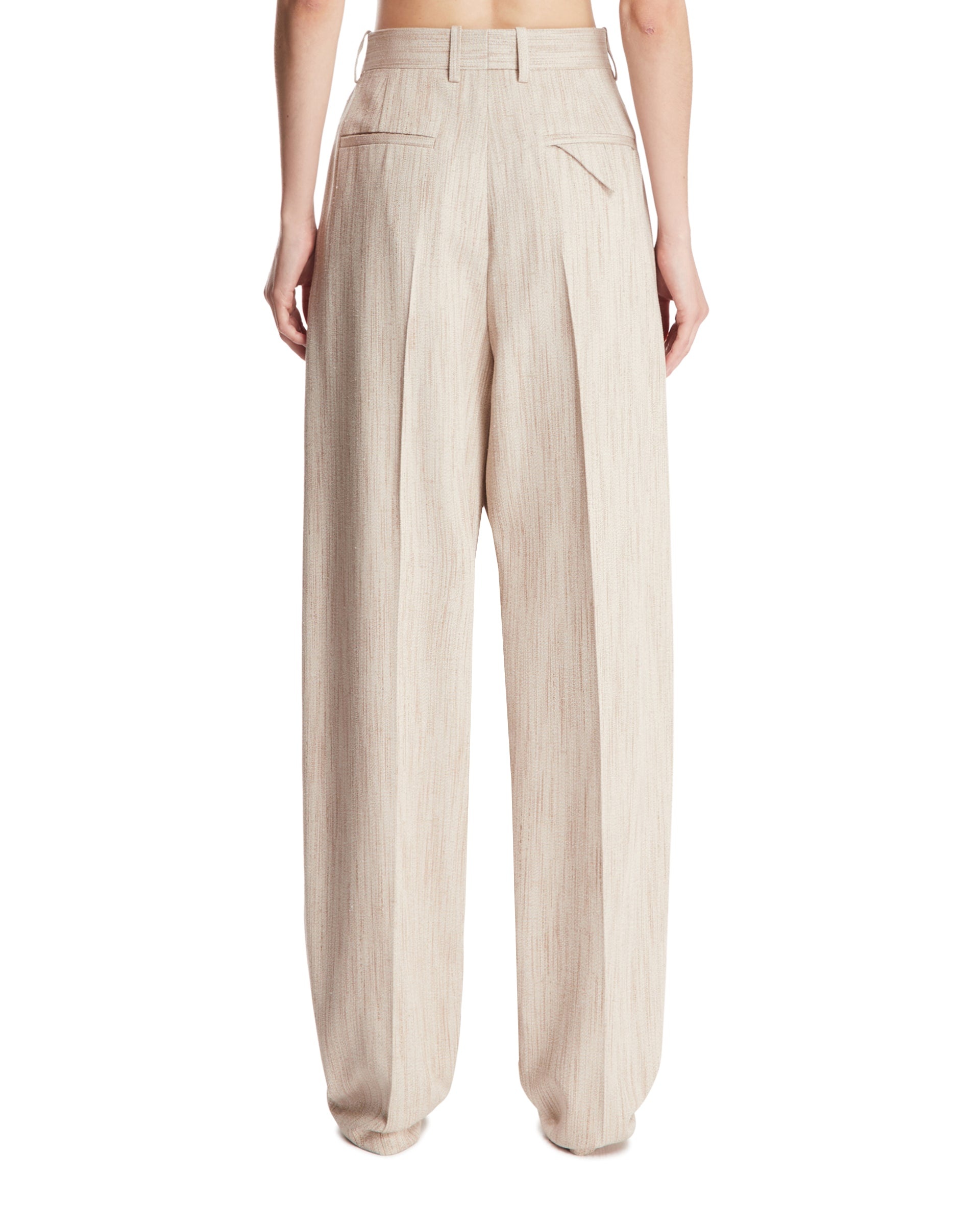 Beige Silk and Viscose Pants - 3