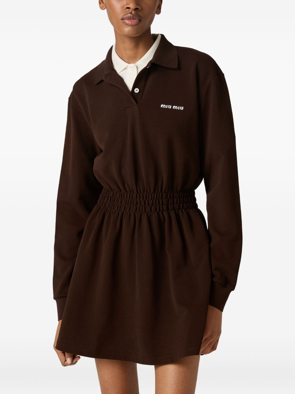 logo-embroidered piqué dress - 4