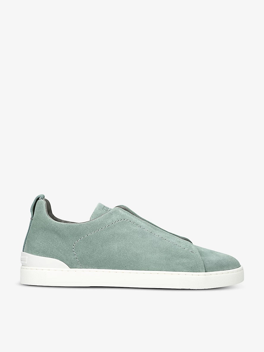 Triple Stitch panelled suede low-top trainers - 1