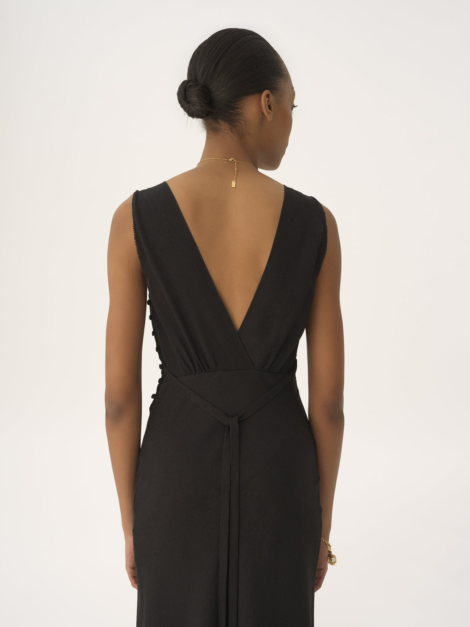 SLEEVELESS COLUMN DRESS IN SILK JACQUARD & LACE - 4
