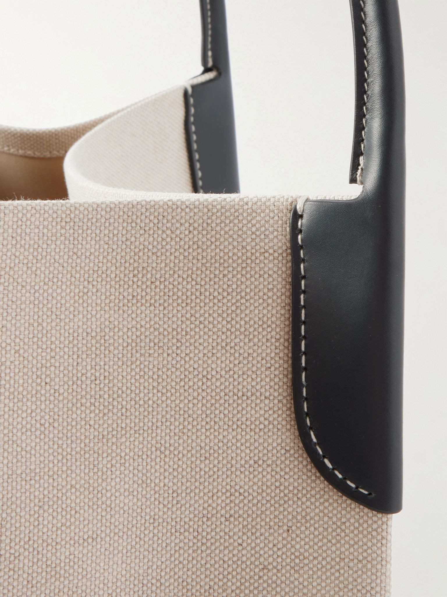 Bale Extra Large Leather-Trimmed Canvas Tote Bag White - 4