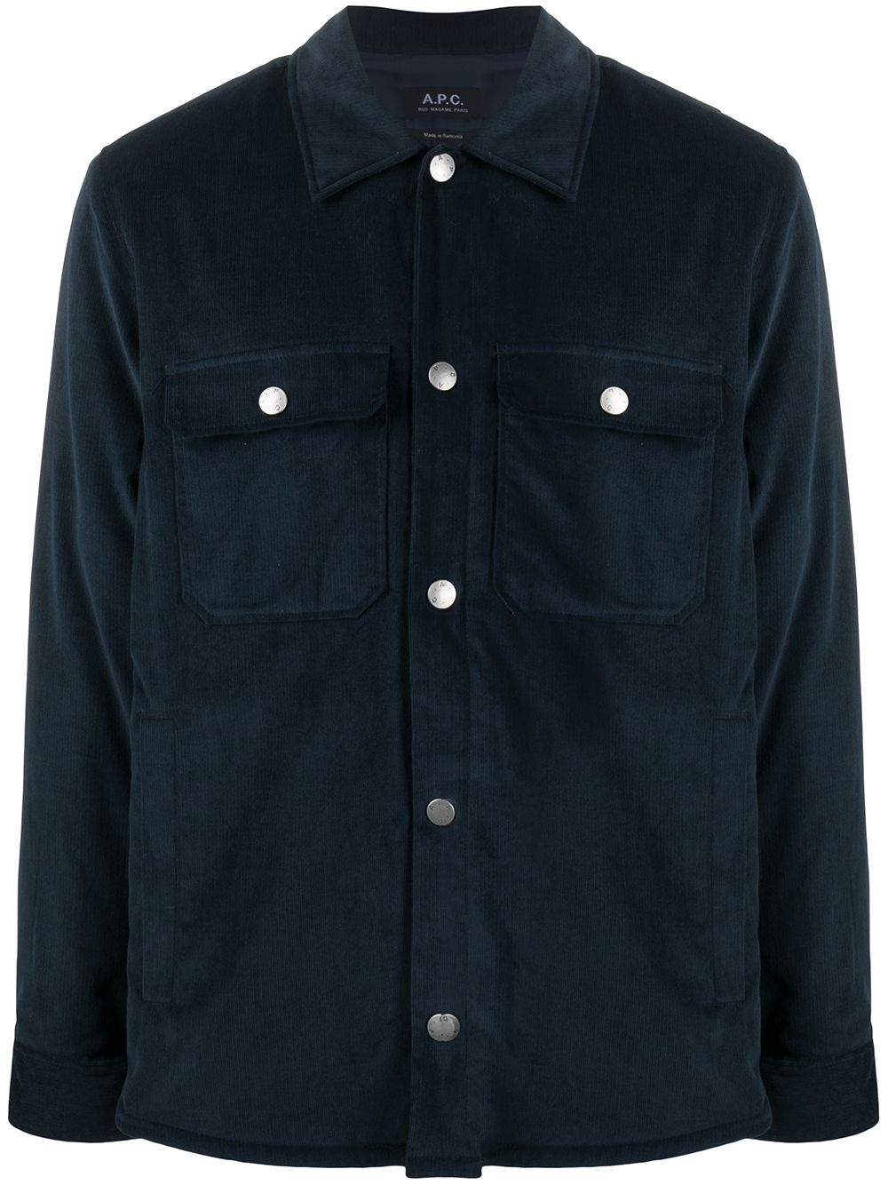 textured flap pocket shirt jacket - 1