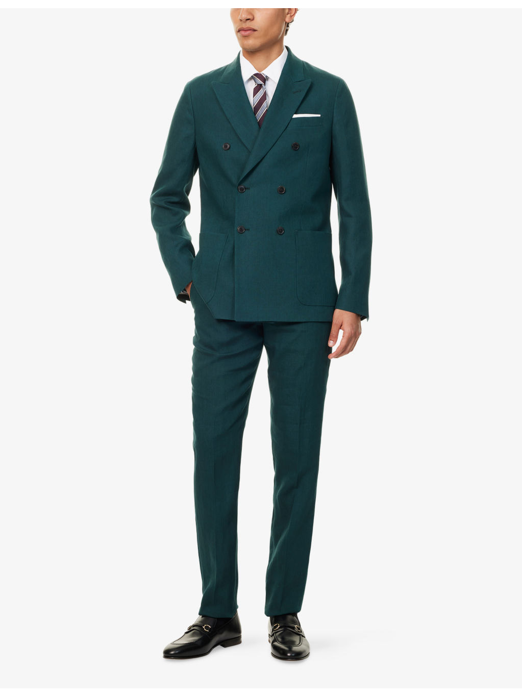 Tapered-Leg Slim-Fit Linen Trousers - 2