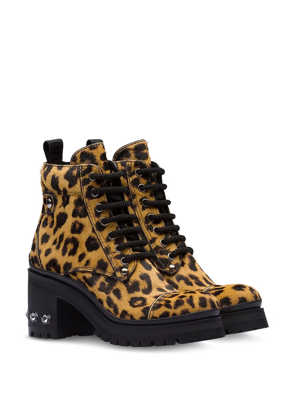 leopard print embellished boots - 2